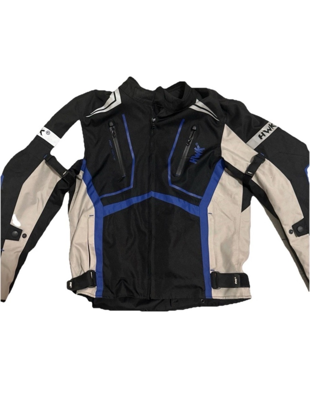 Men's Performance Motorcycle Jacket in Black, Blue & Beige - HWK